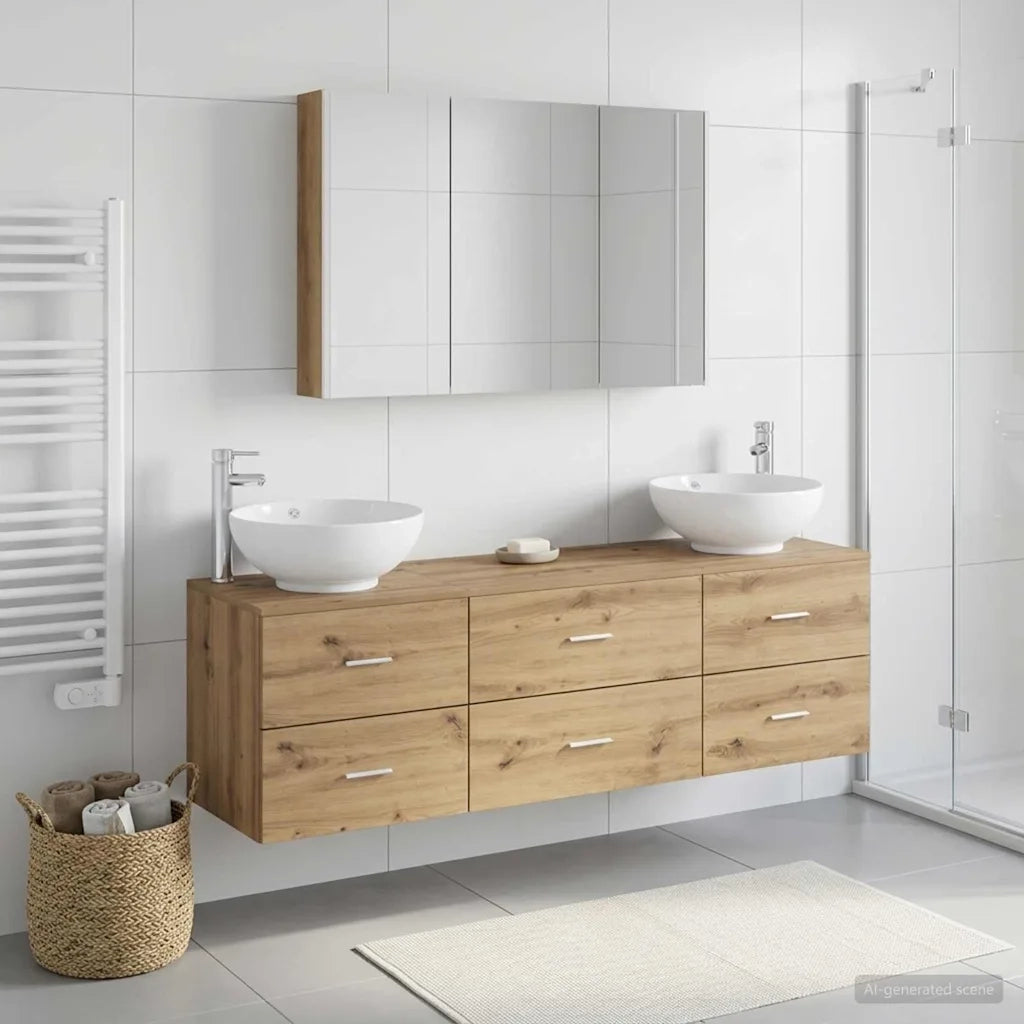 Set di mobili per il bagno 4 pcs Rovere Artigianale 3406950