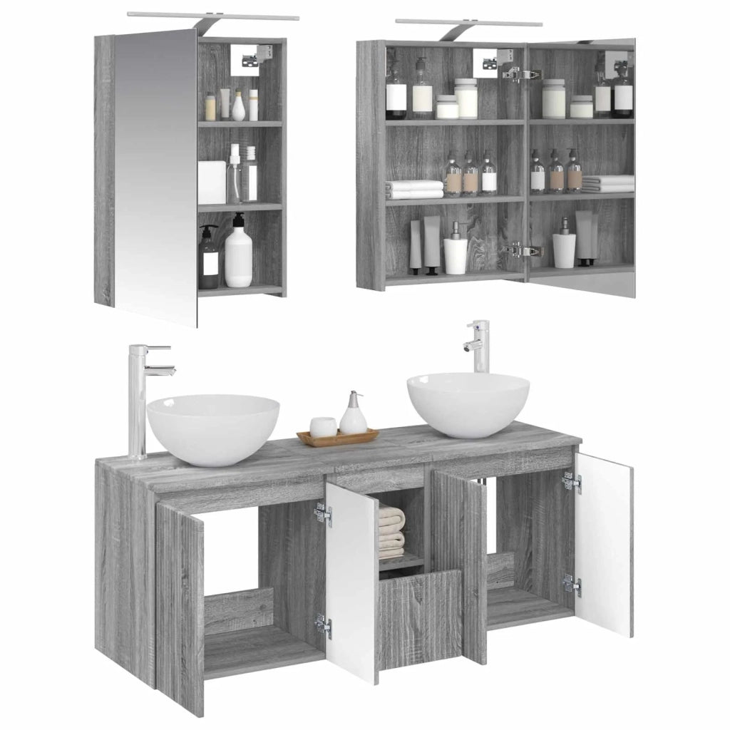Set di Armadi da Bagno 5 pcs Sonoma grigio 50 x 14,5 x 70 cm 3406356