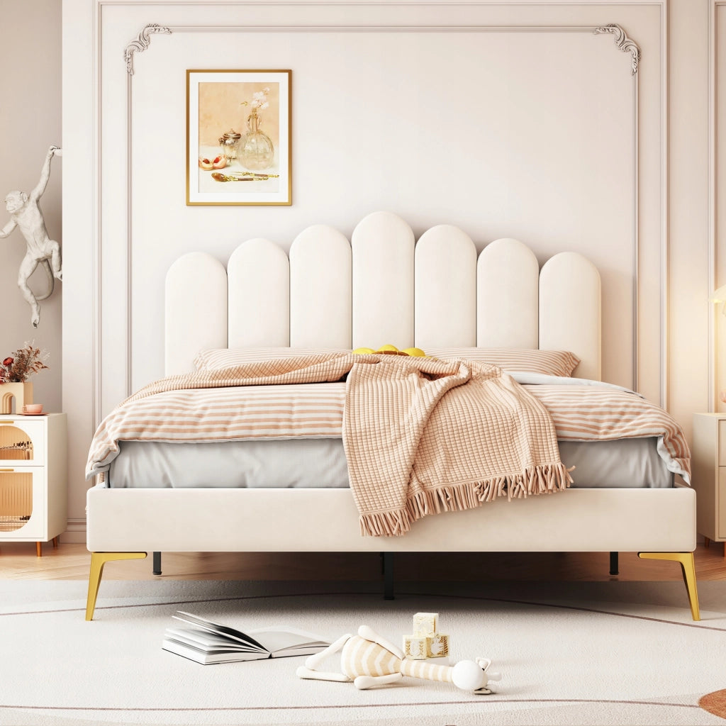 Letto imbottito 140x200 - Xylo - Colore beige