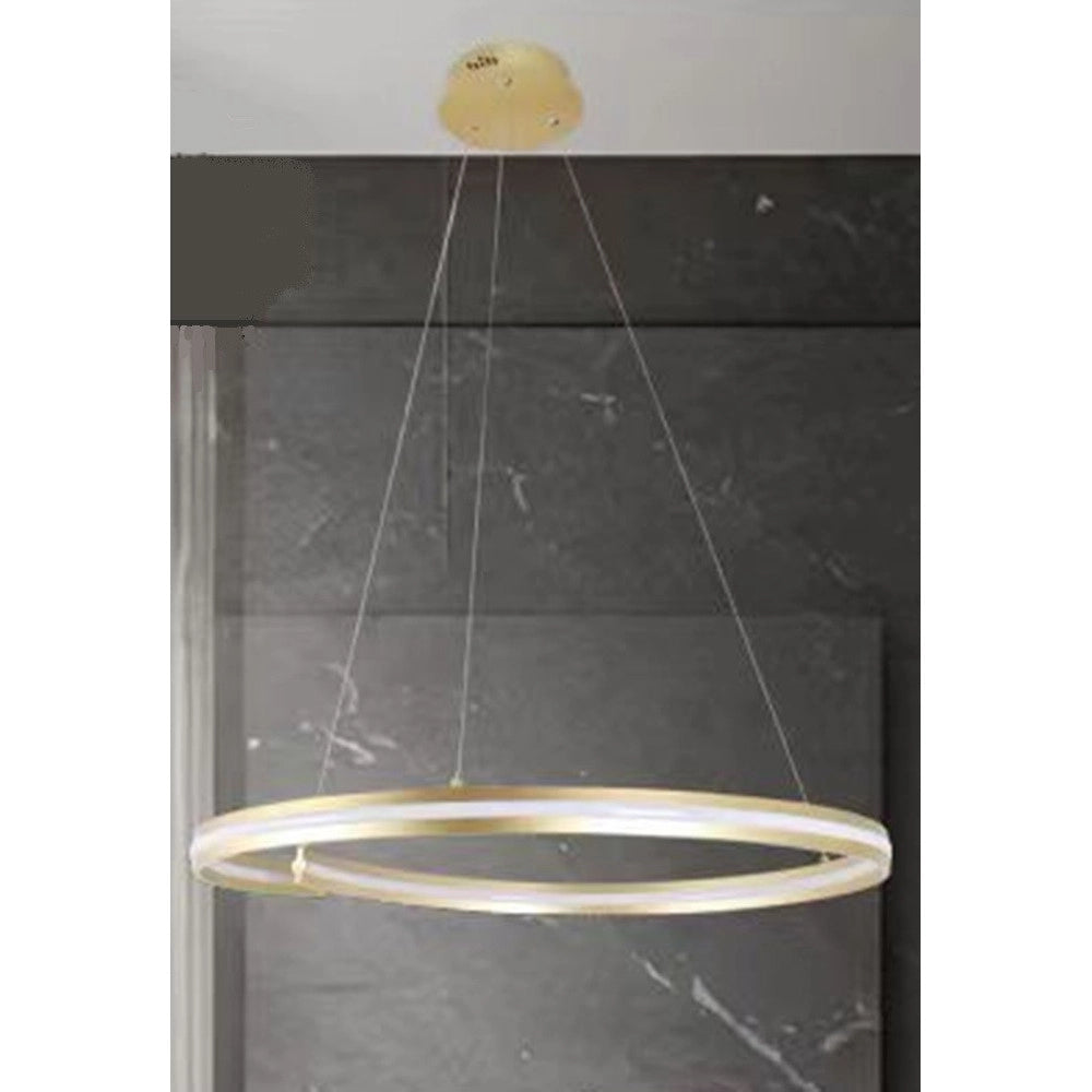 Trade Shop - Lampadario Led Moderno A Semicerchio 100w A Sospensione Luce 6500k 70cm Oro 33443 -