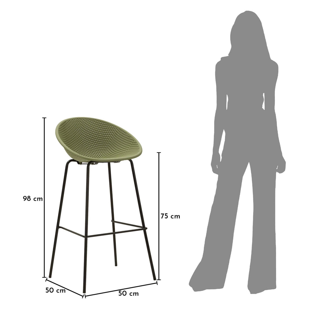 Trong, Sgabello set da 2 Indoor/outdoor Seduta Traforata, 51x82x58h cm Verde