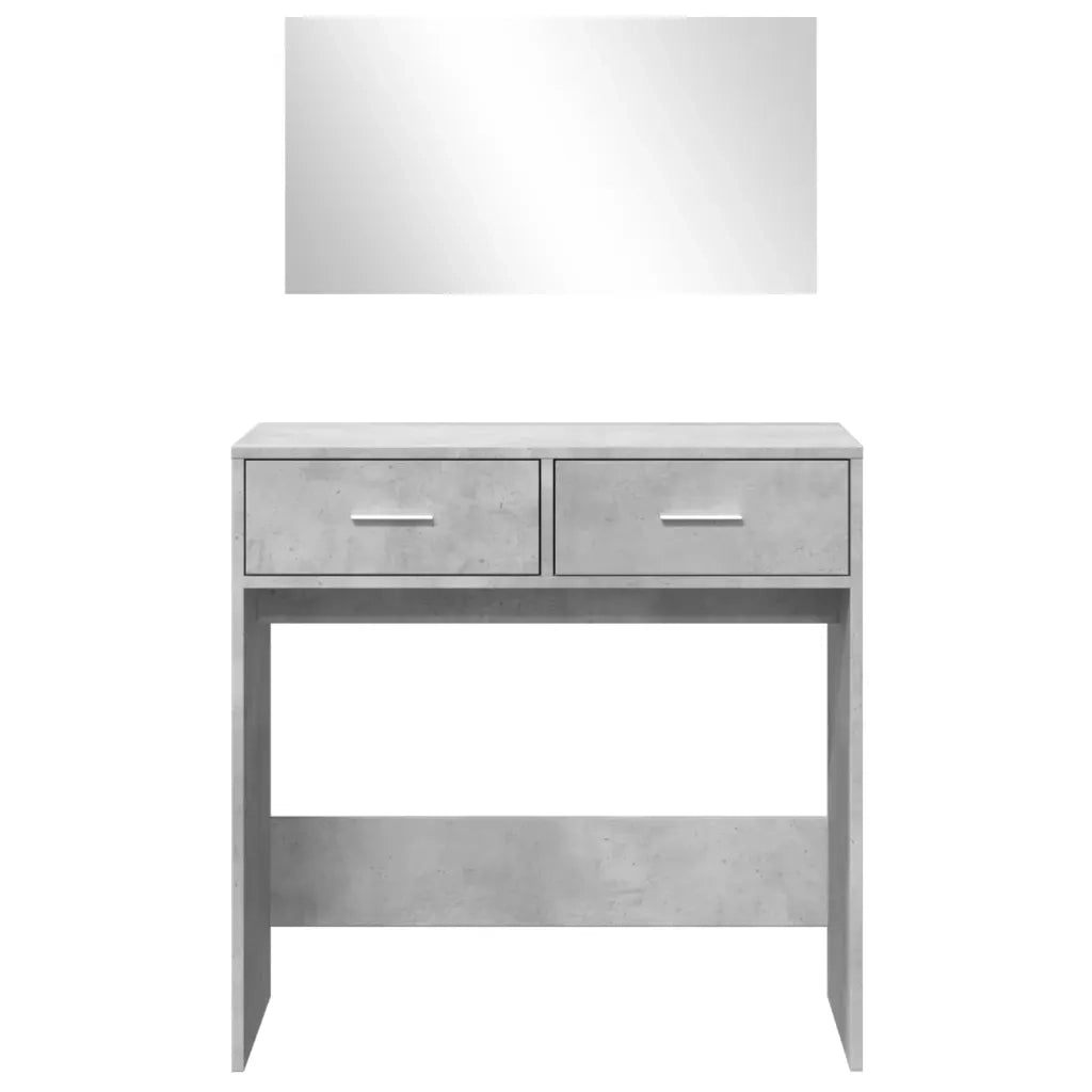 Toeletta con Specchio-Tavolo da Vanit¨¤ Grigio Cemento 80x39x80 cm
