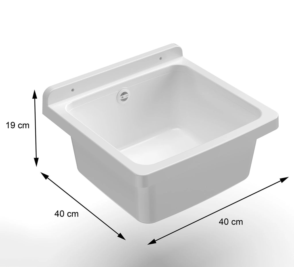Lavatoio 40 cm Pilozzo a Parete Mini in Resina Bianco