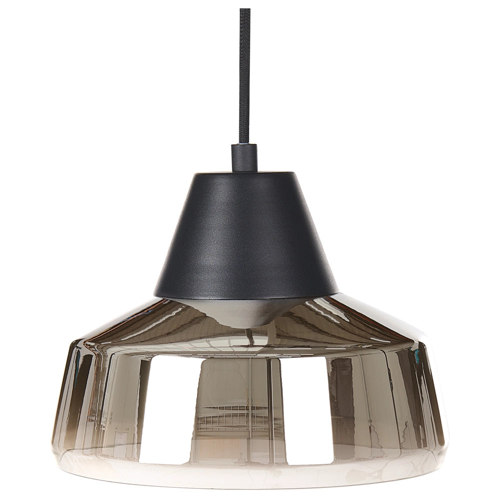 Lampada a sospensione in vetro nero e argento con paralume fumé Illuminazione moderna per la camera da letto e il soggiorno