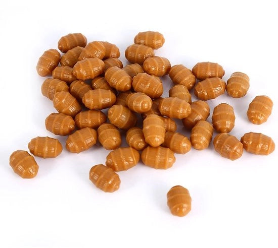 Artificiale Tigre Nocciola morbida - Danno da Pesca Fluttuante - Pellettastico di Rilascio Rapido - 50 Pezzi - Plastica - 1,1 x 1,8 cm - Vite da Pesca