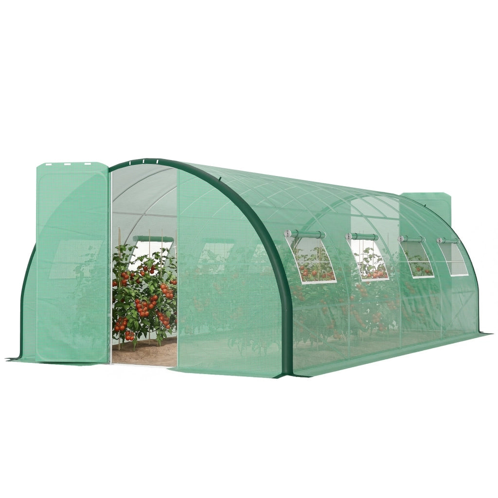 Serra da Giardino Tunnel ¨C zephmum ¨C Verde, Struttura in Ferro Galvanizzato, 8 Finestre, 2 Porte