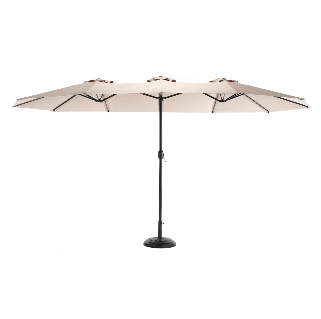 Ombrellone da esterno rettangolare doppio lato 14;8 ft con manovella; khaki; struttura in acciaio