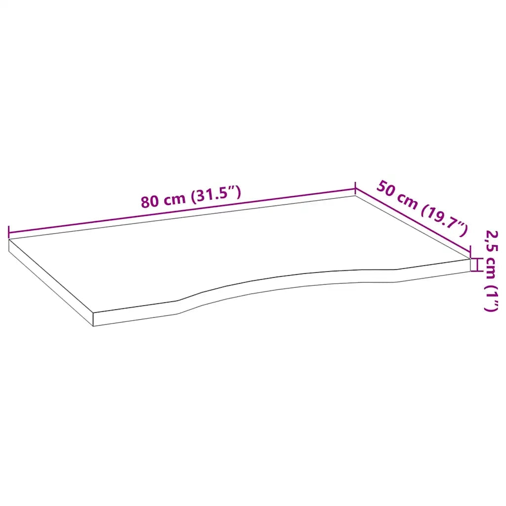 Piano Scrivania Marrone Chiaro 80x50x2,5 cm in Rovere Massello 4009017