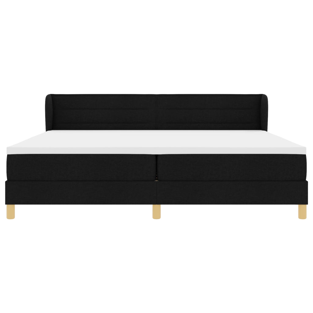 Letto Box Spring con Materasso Nero 200x200 cm Tessuto