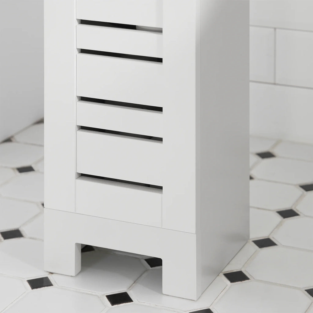 Porta Carta Igienica Colonnina Da Bagno Mobiletto Mobile Bagno Bianco-Naturale 20x18x75cm BZR85-W