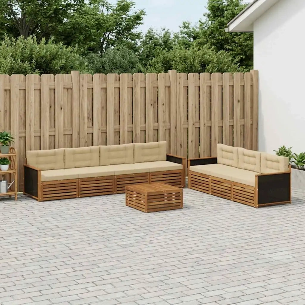 Set di divani da esterno 8 pcs Naturale e Beige 79 x 79 x 37 cm