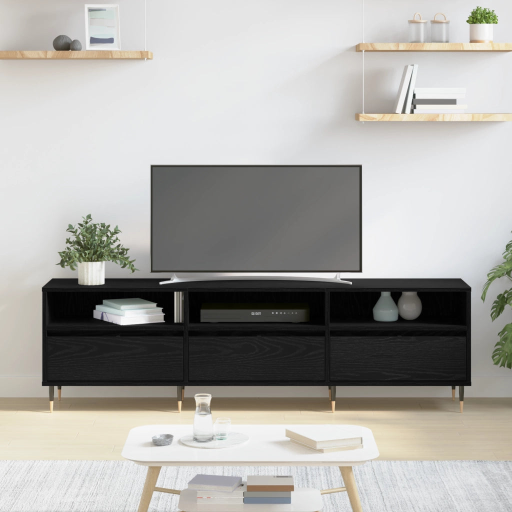 Mobile TV Rovere Nero 150x30x44.5 cm Legno Ingegnerizzato