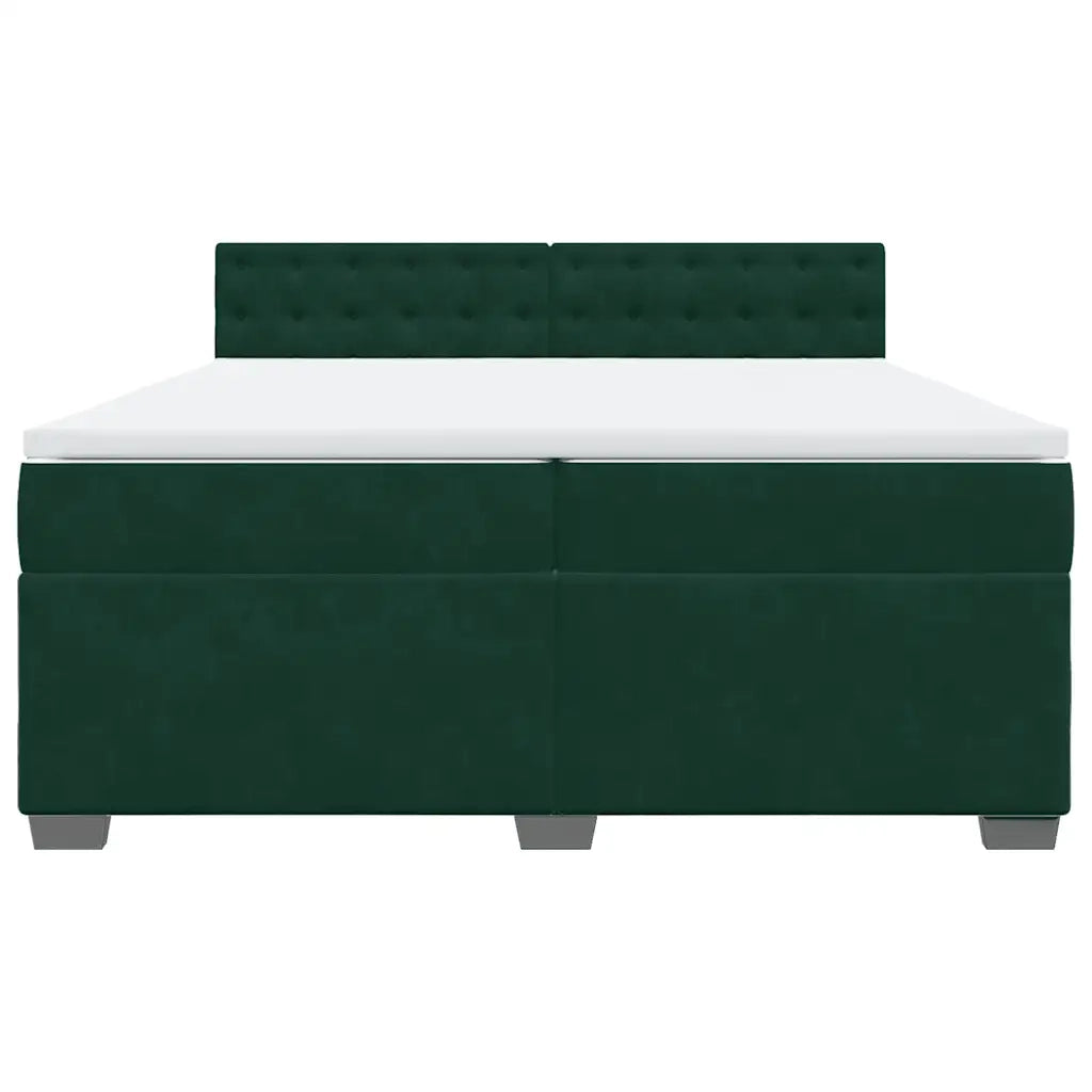 Giroletto a Molle con Materasso Verde Scuro 200x200 cm Velluto