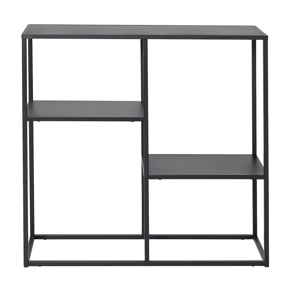 Tavolo a Consolle Strömstad Scaffale da Terra Espositore 80x80x26 cm Acciaio Nero opaco [en.casa]