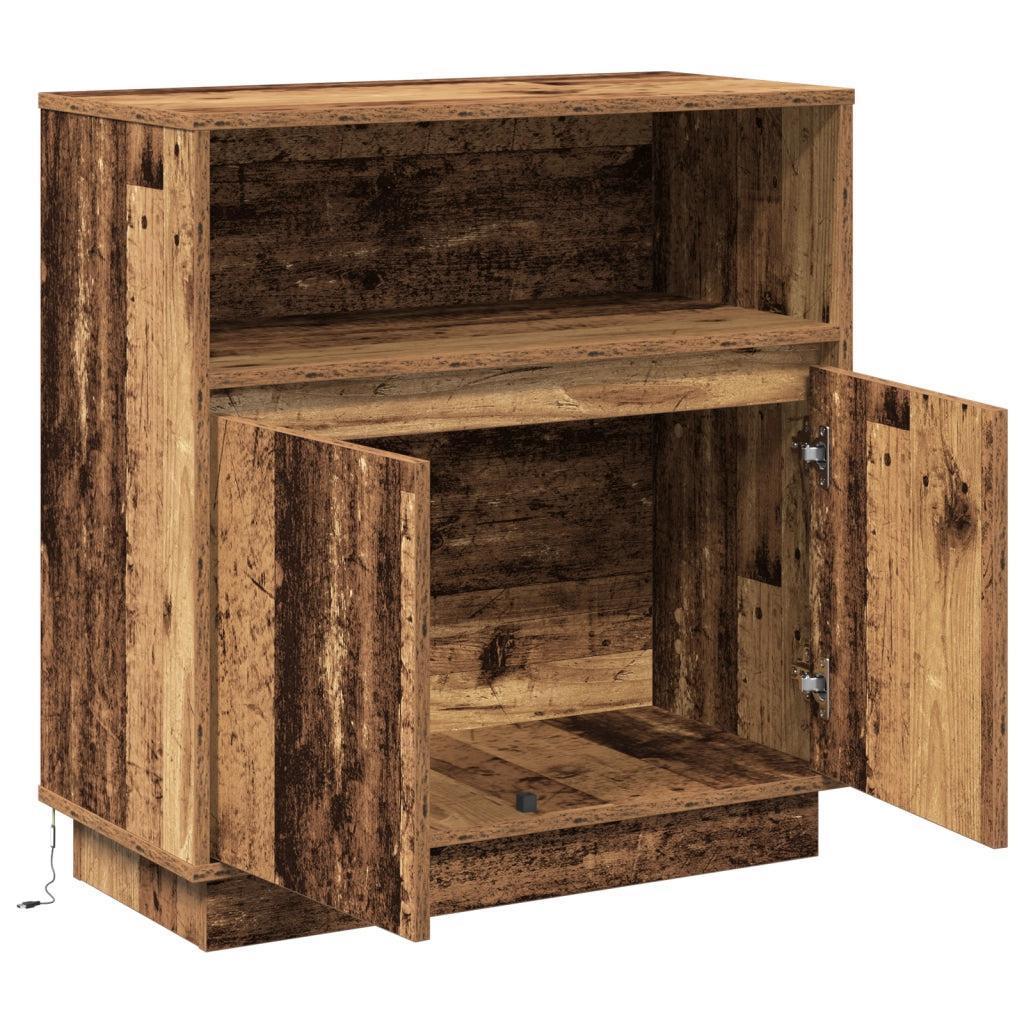 Credenza con LED Legno Antico 71x34,5x75 cm MDF