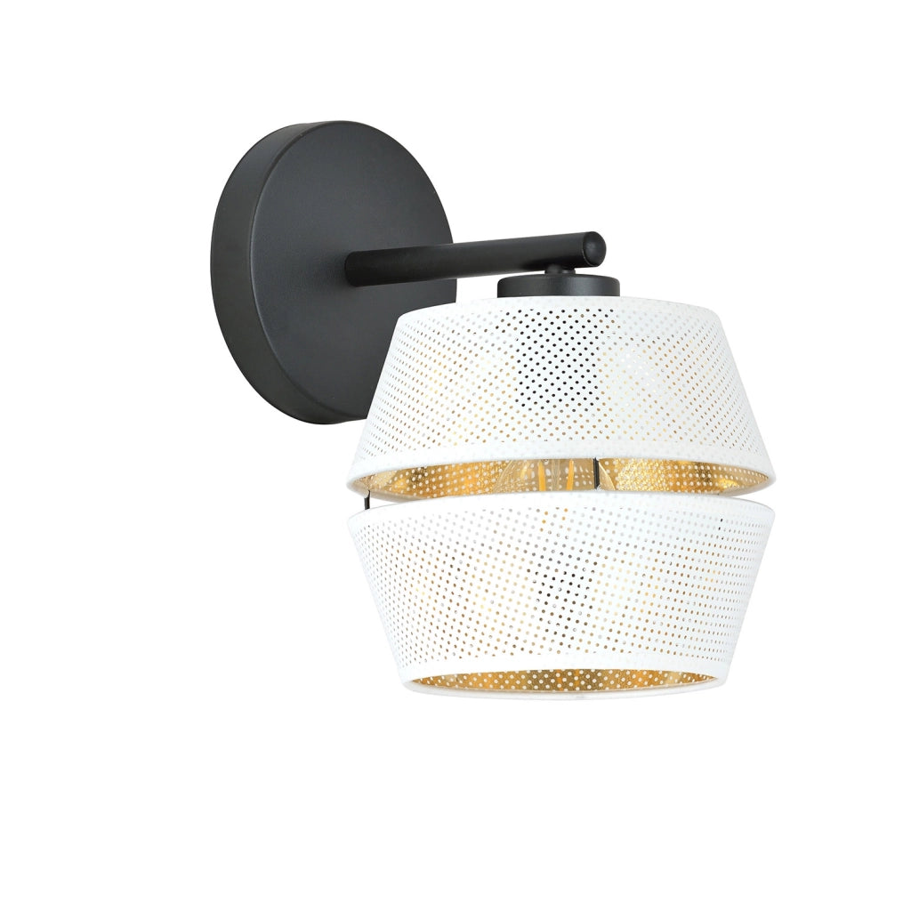 Applique Contemporanea 1 Luce Enea In Metallo Bianco E Oro