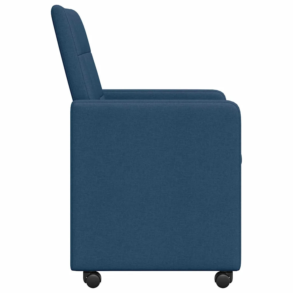 Sedie da Pranzo con Ruote 2 pcs Blu 58 x 65 x 94 cm Tessuto