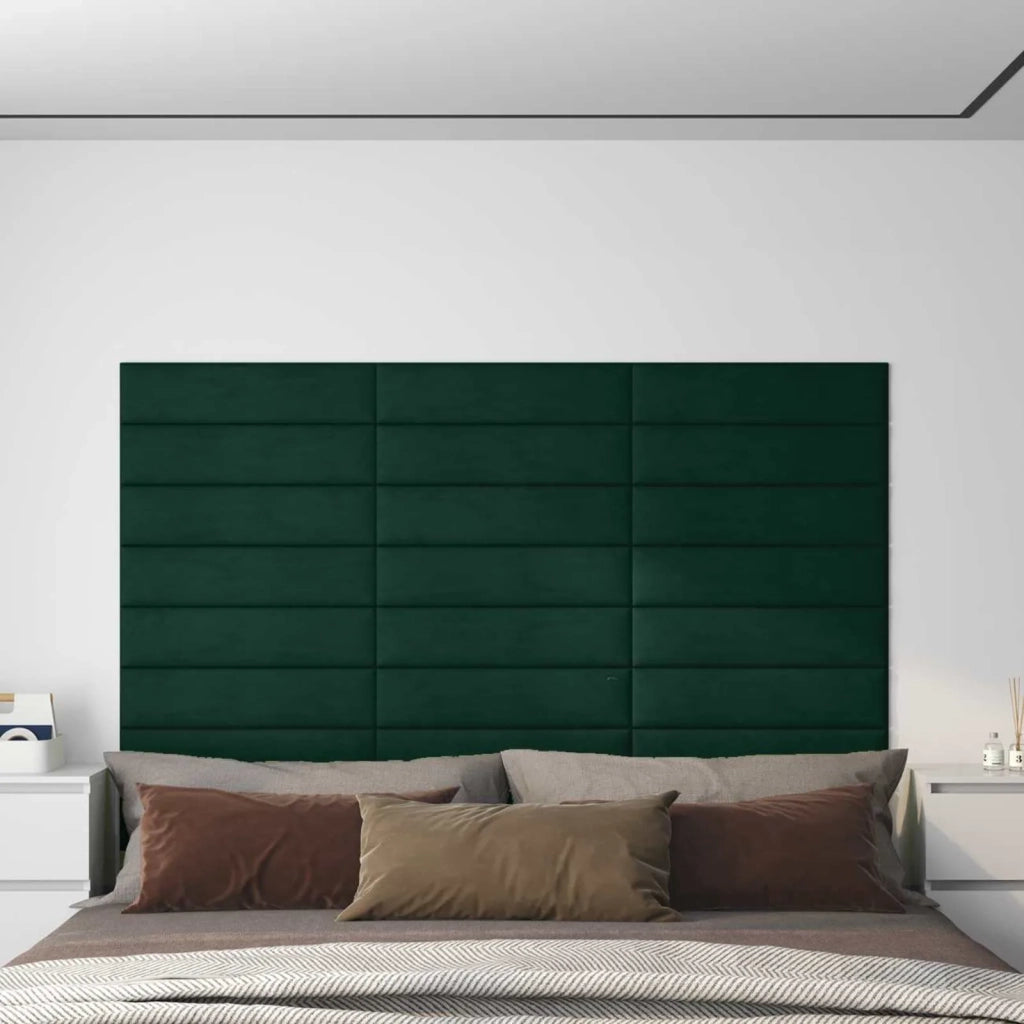 Testiera da Parete 12 pcs Verde Scuro Velluto