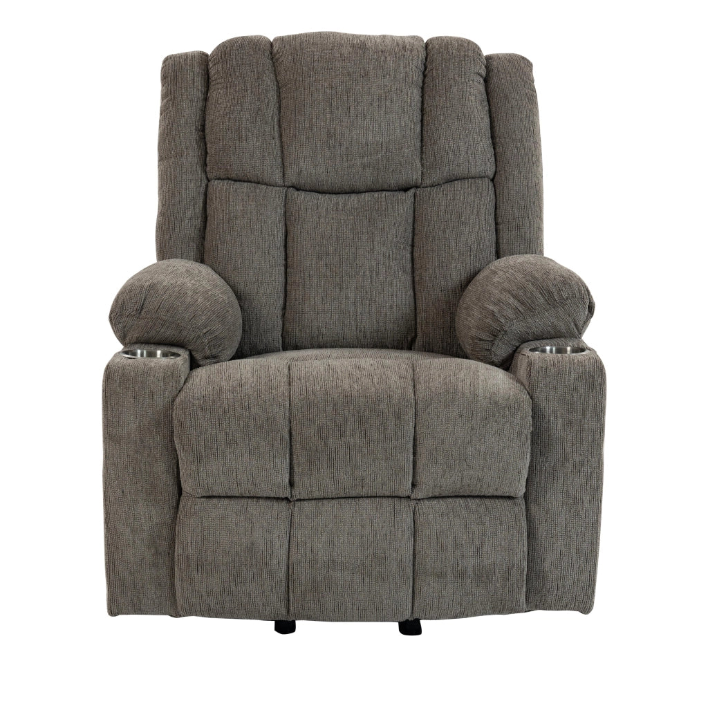 Poltrona Relax Elettrica Reclinabile con Massaggio, Alzapersona e Poggiapiedi ¨C MINIMAL ¨C Marrone Chiaro