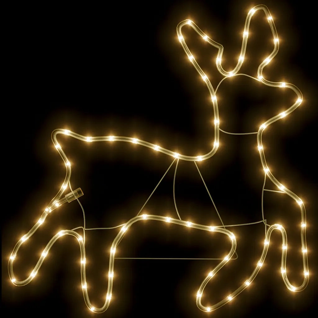 Figura Renna Natalizia con 72 LED Bianco Caldo 57x55x4,5 cm 343296