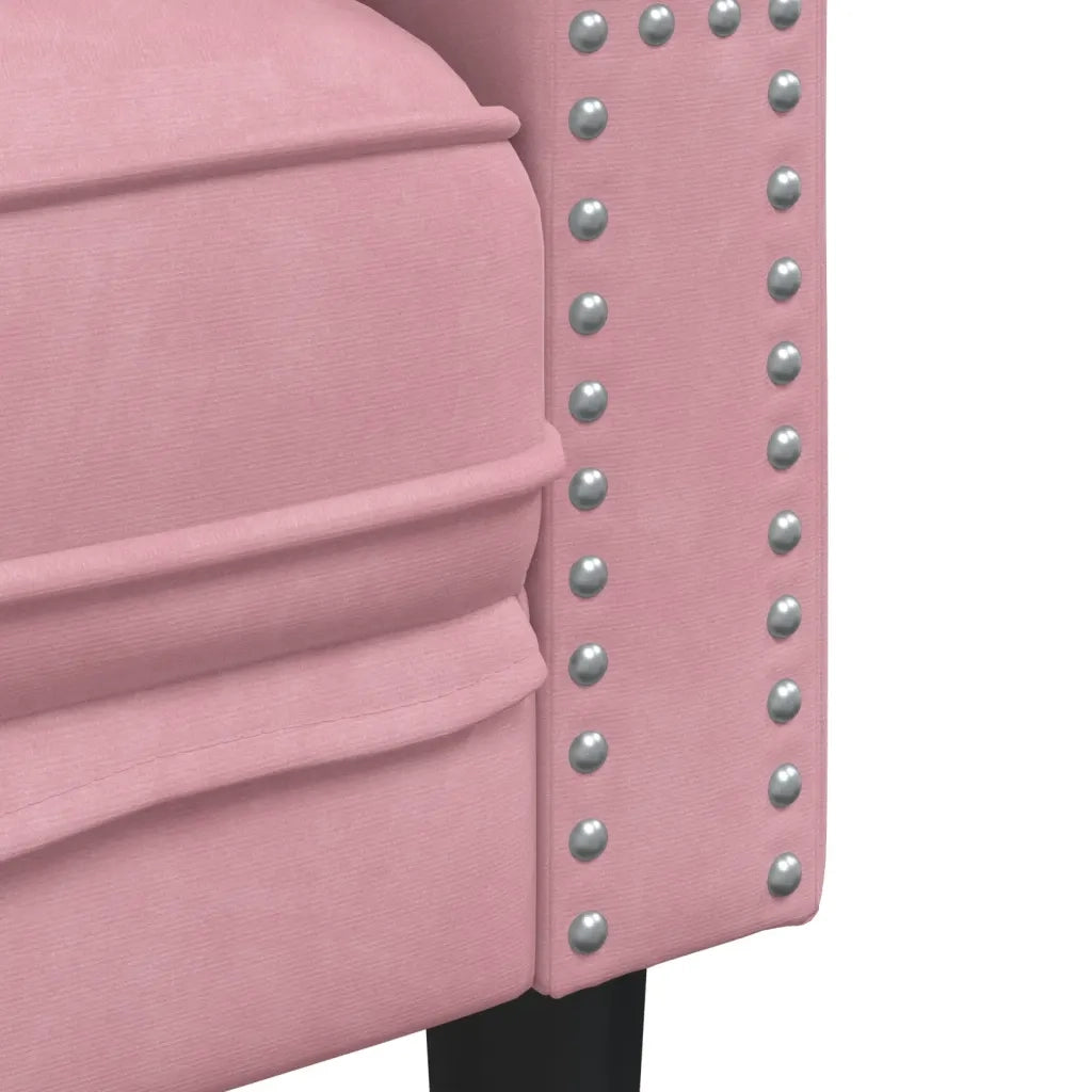 vidaXL Divano Chesterfield con Rinforzi a 3 Posti Rosa in Velluto