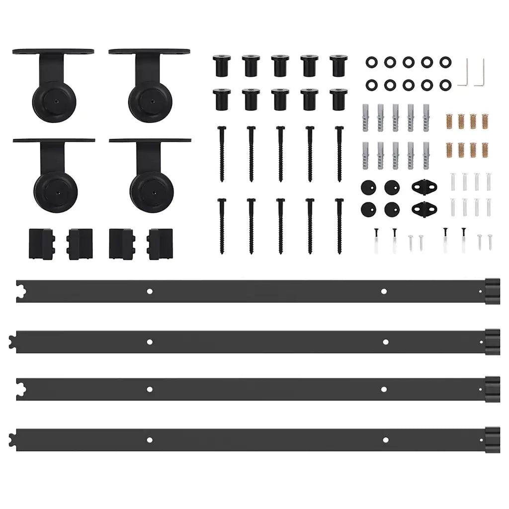Kit di Binari per Porte Scorrevoli 213,5 cm Acciaio Nero 3295728