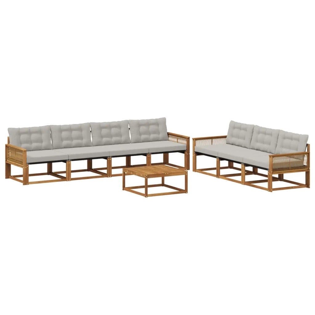 Set di divani da esterno 8 pcs Naturale e Grigio Chiaro 3381299