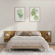 Testiera Letto con Comodini in Legno Multistrato Rovere Fumo 3115753
