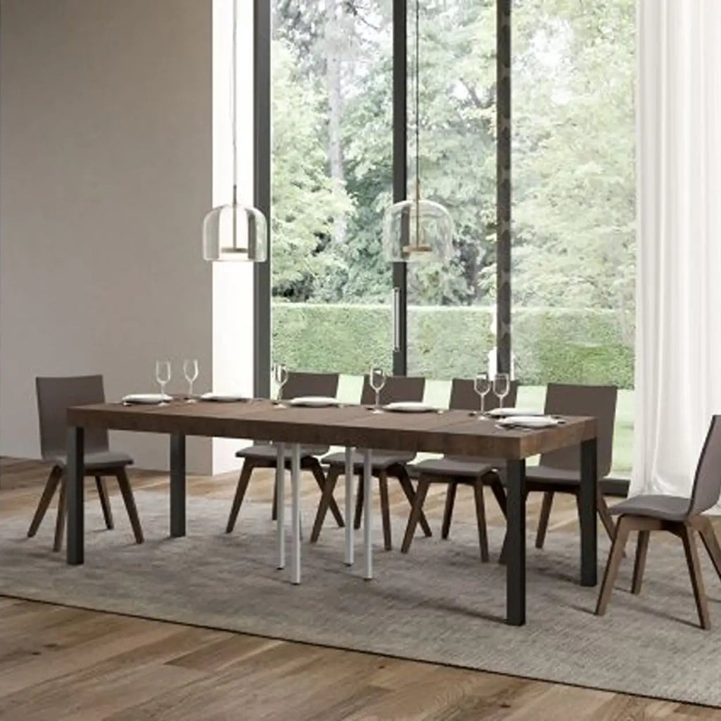 Tavolo allungabile 90/246x90 cm Everyday Premium colore noce gambe antracite