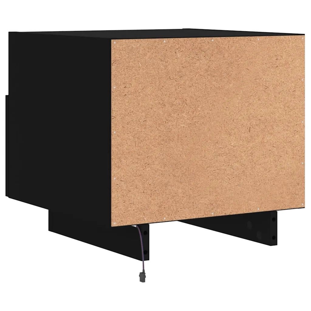 Set di 2 Comodini | Armadio da Notte | Mobiletto da notte con Luci LED Neri 40x39x37 cm