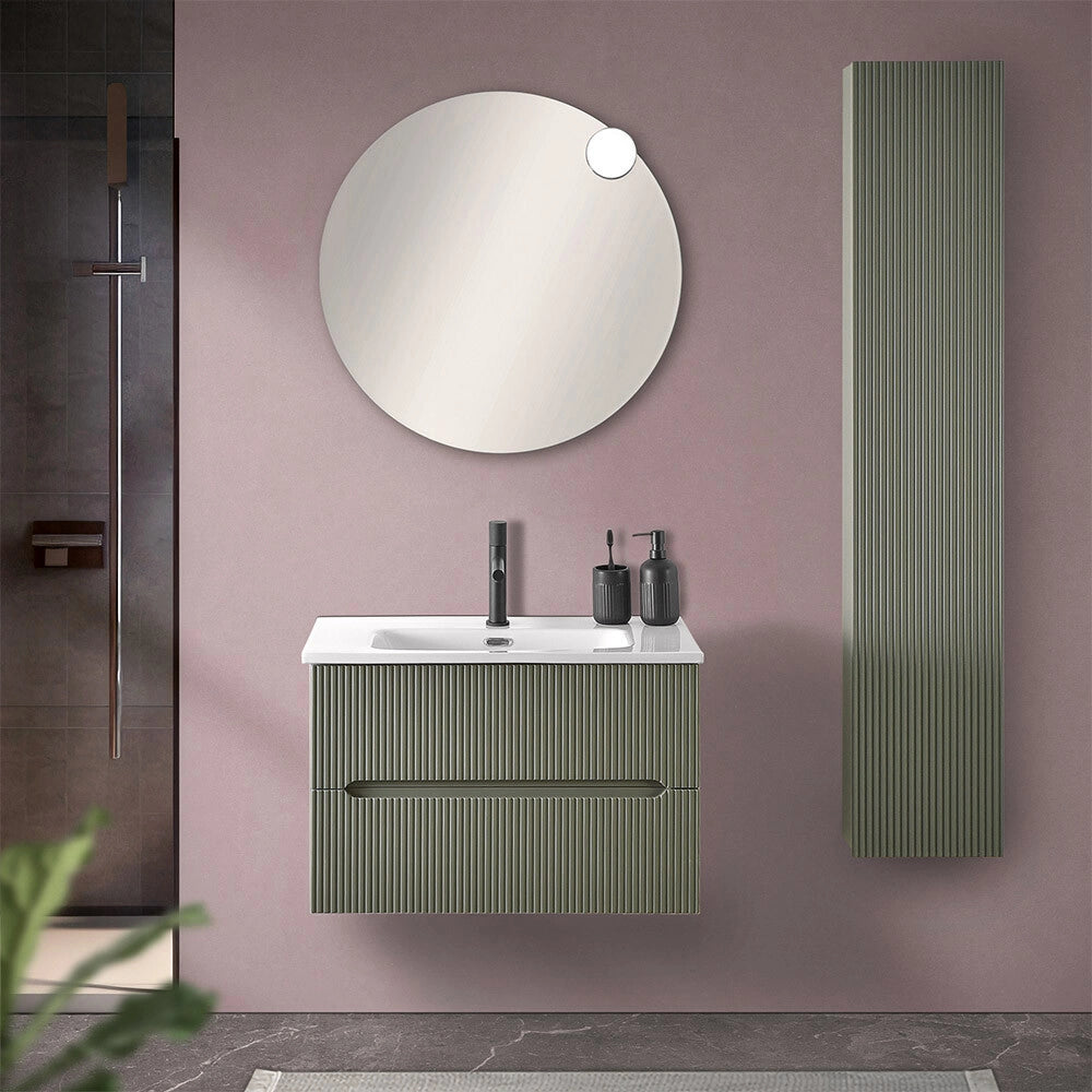 Mobiletto bagno sospeso cannettato 70 cm verde Bali