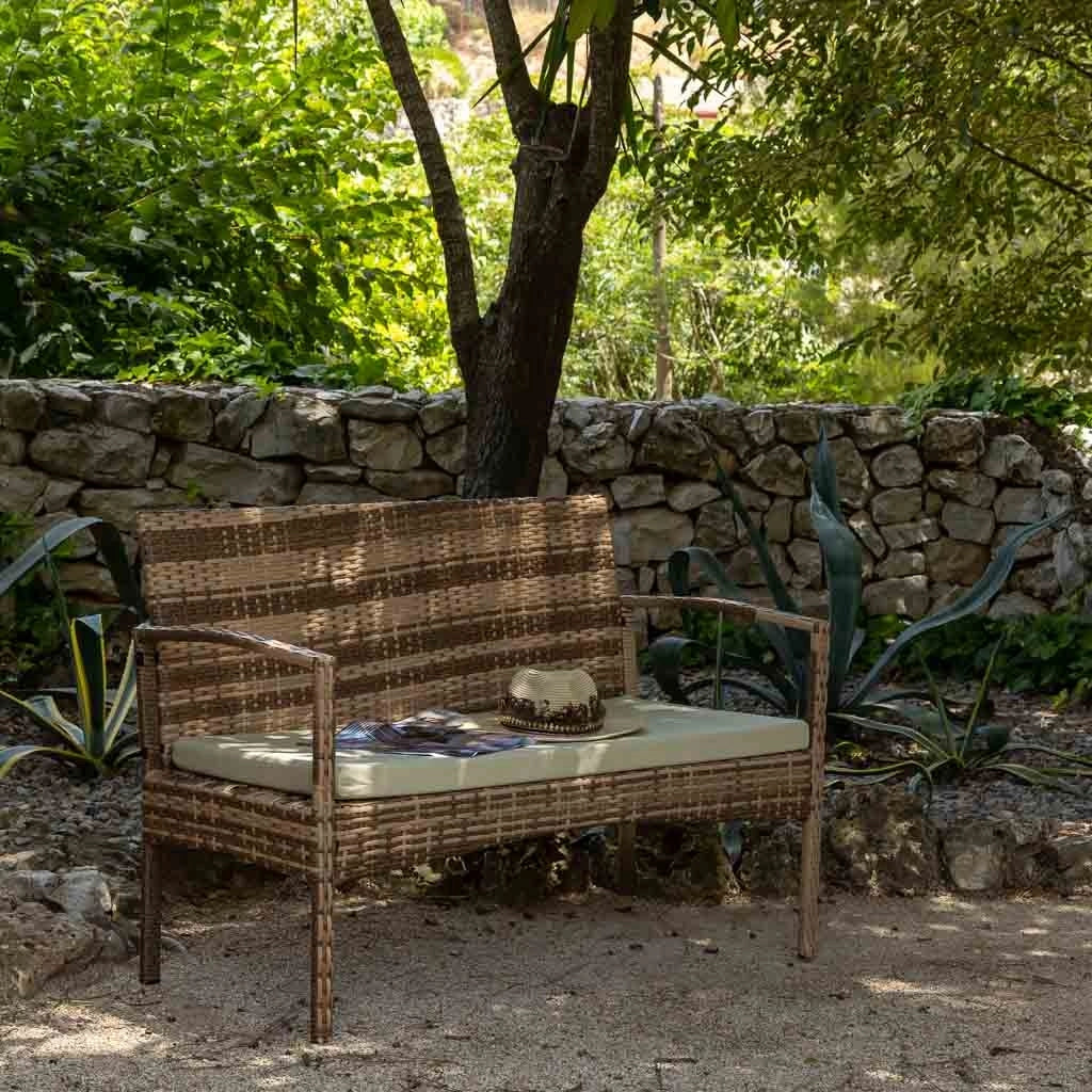 Panchina in rattan grigio 110x55x85