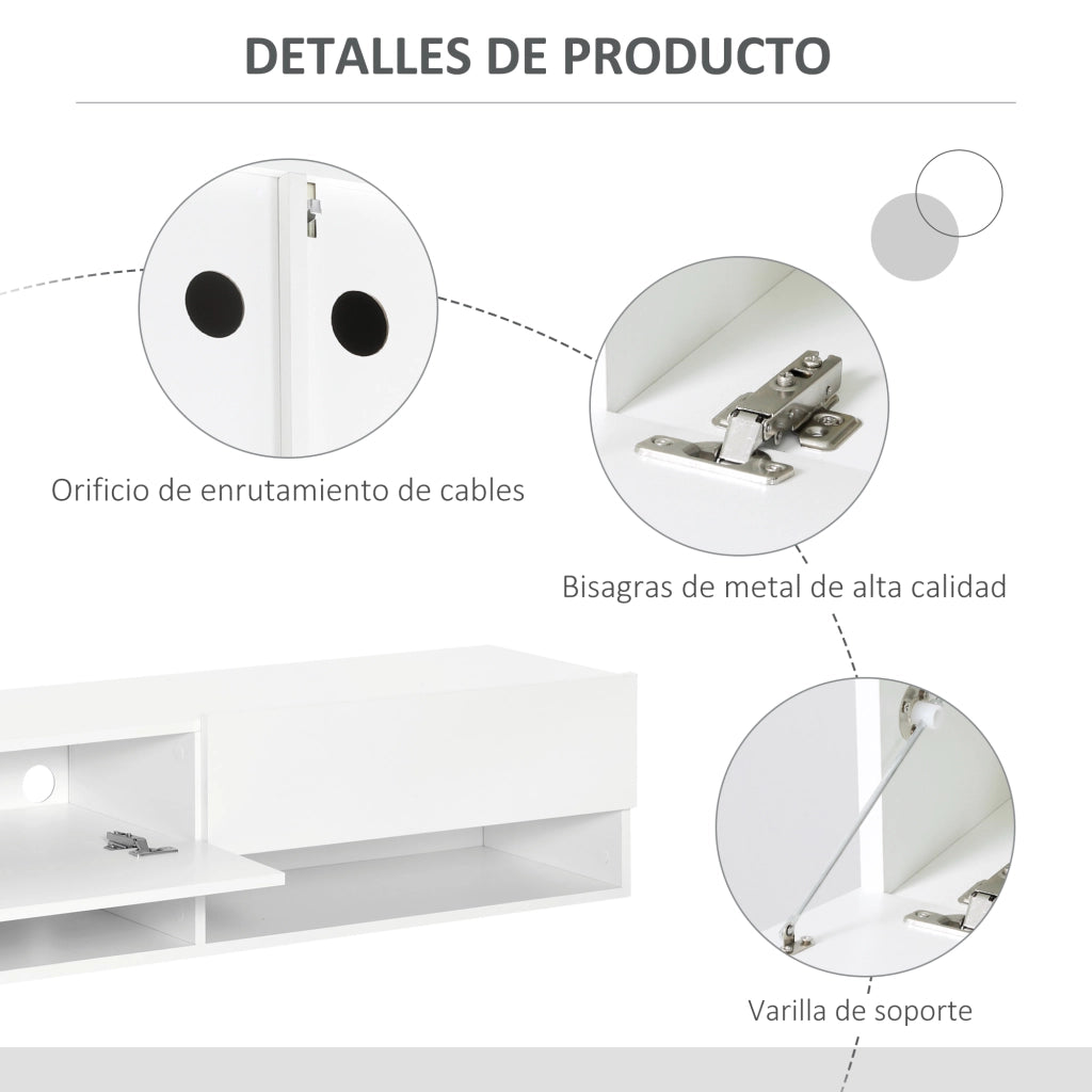 Mobile TV per salotto da parete con 2 ripiani e 2 ante ¨C zephmum ¨C 60 pollici