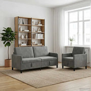 Set di Divani con Storage 2 pz Grigio Scuro Poliestere 3429219
