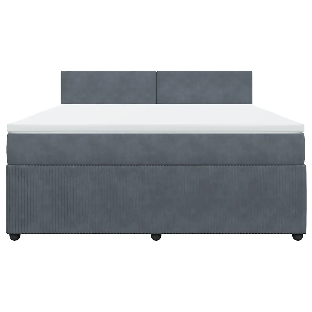 Giroletto a Molle con Materasso Grigio Scuro 180x200 cm Velluto