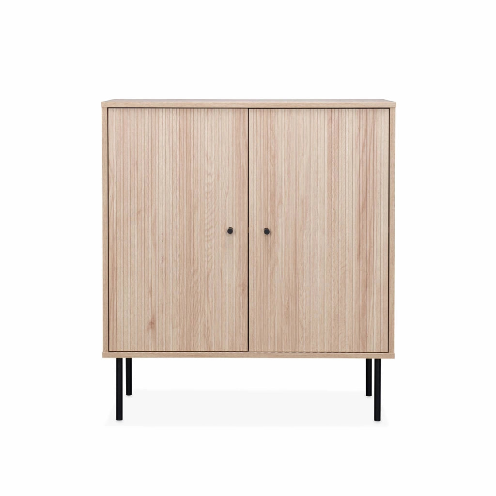 Credenza scanalate effetto legno a 2 ante, 83.5cm, marrone naturale