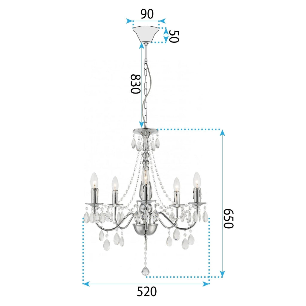Lampada Da Soffitto Ebt014-5cp Chrome