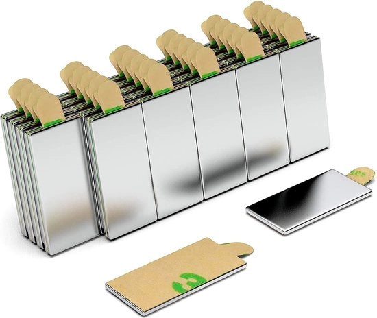Magnetici Neodymium Zelfadesivi Forti - N42, 20x10x1mm Pila Quadrata - Magnetici Autoadesivi Forti - Per decorazioni, arte, artigianato, miniature e altro - Set da 60 pezzi