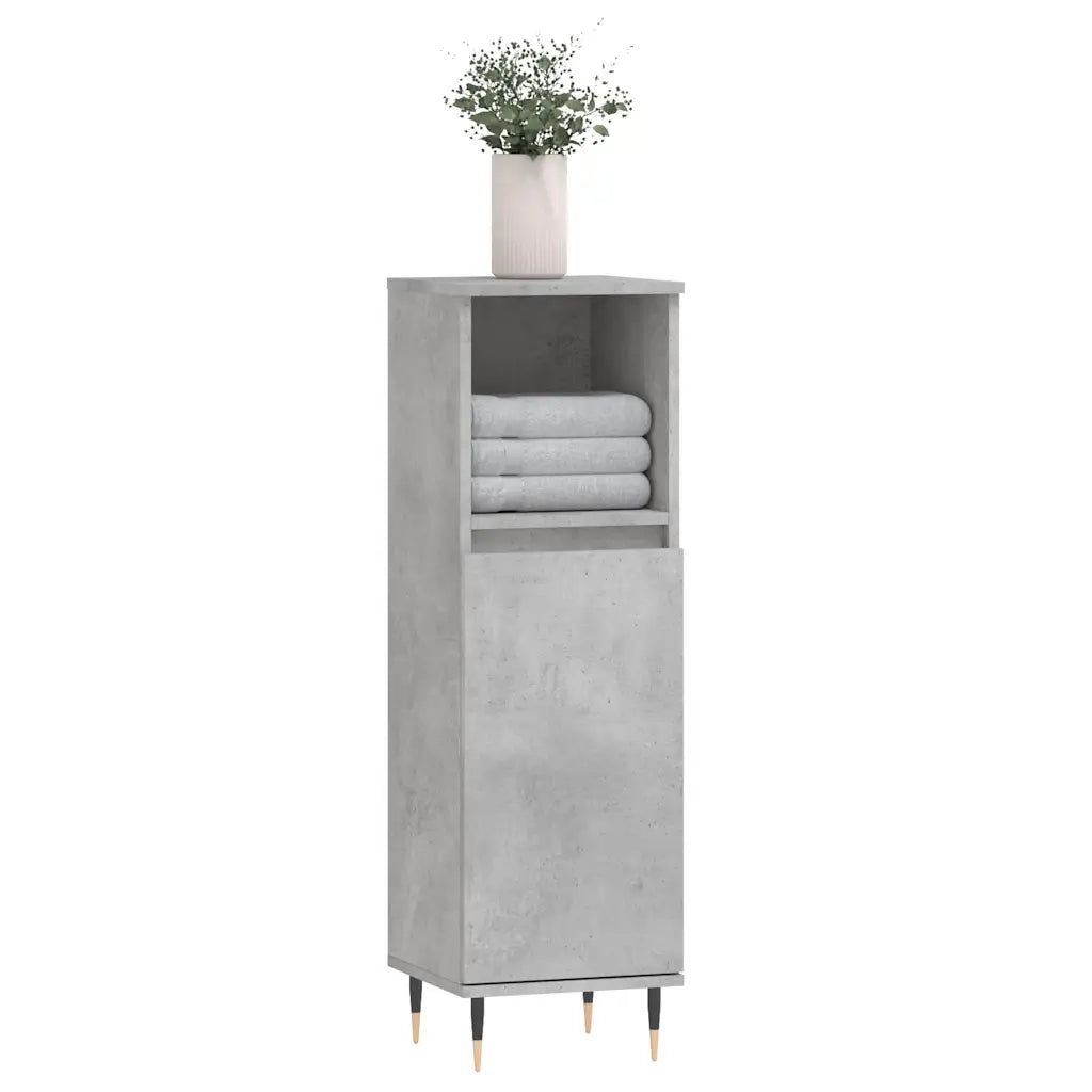 Armadietto Bagno Grigio Cemento 30x30x100 cm Legno Multistrato 831552