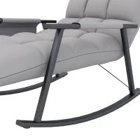 Sedia a Dondolo, Schienale e Poggiapiedi Regolabili, Tasca Laterale, Rivestimento in Microfibra, Telaio in Metallo, Grigio