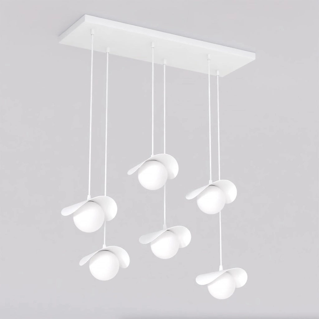 Lampada a sospensione Ritual 6 in acciaio bianco opaco