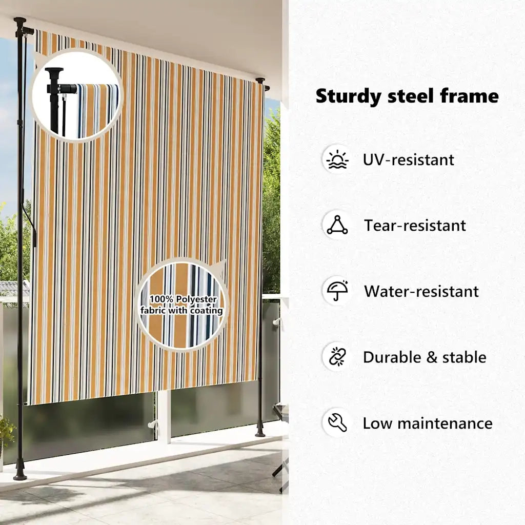 Tenda a Rullo Esterno Gialla e Bianca 150x270cm Tessuto Acciaio 368774