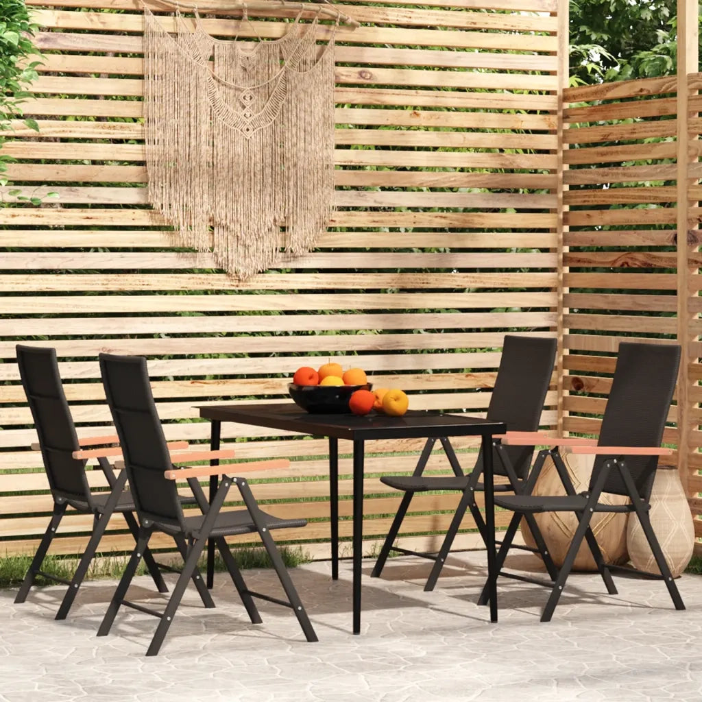 Set Mobili da Pranzo per Giardino 5 pz Nero cod mxl 41196