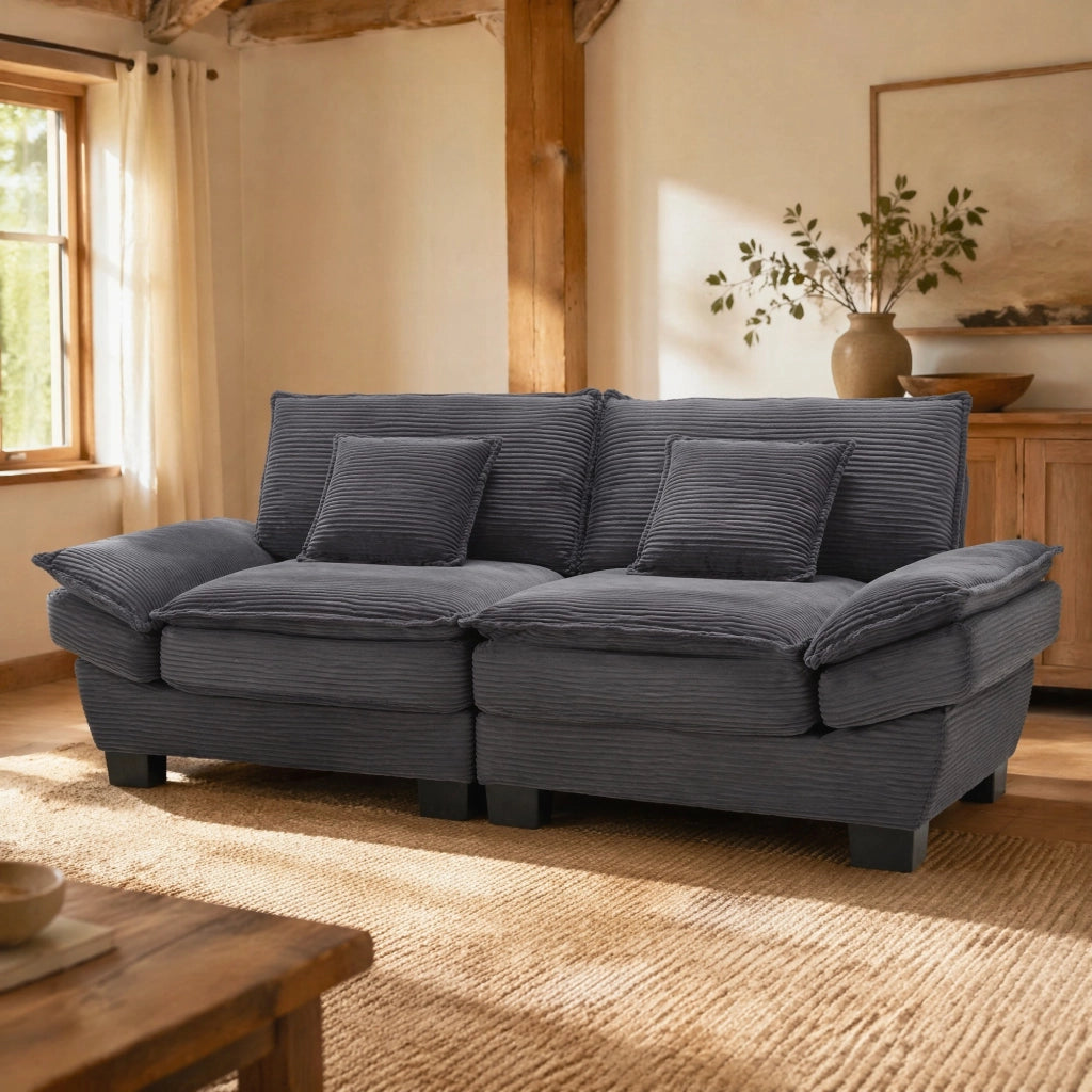 DIVANO 2 POSTI 224x81x81 cm Velluto Grigio Scuro