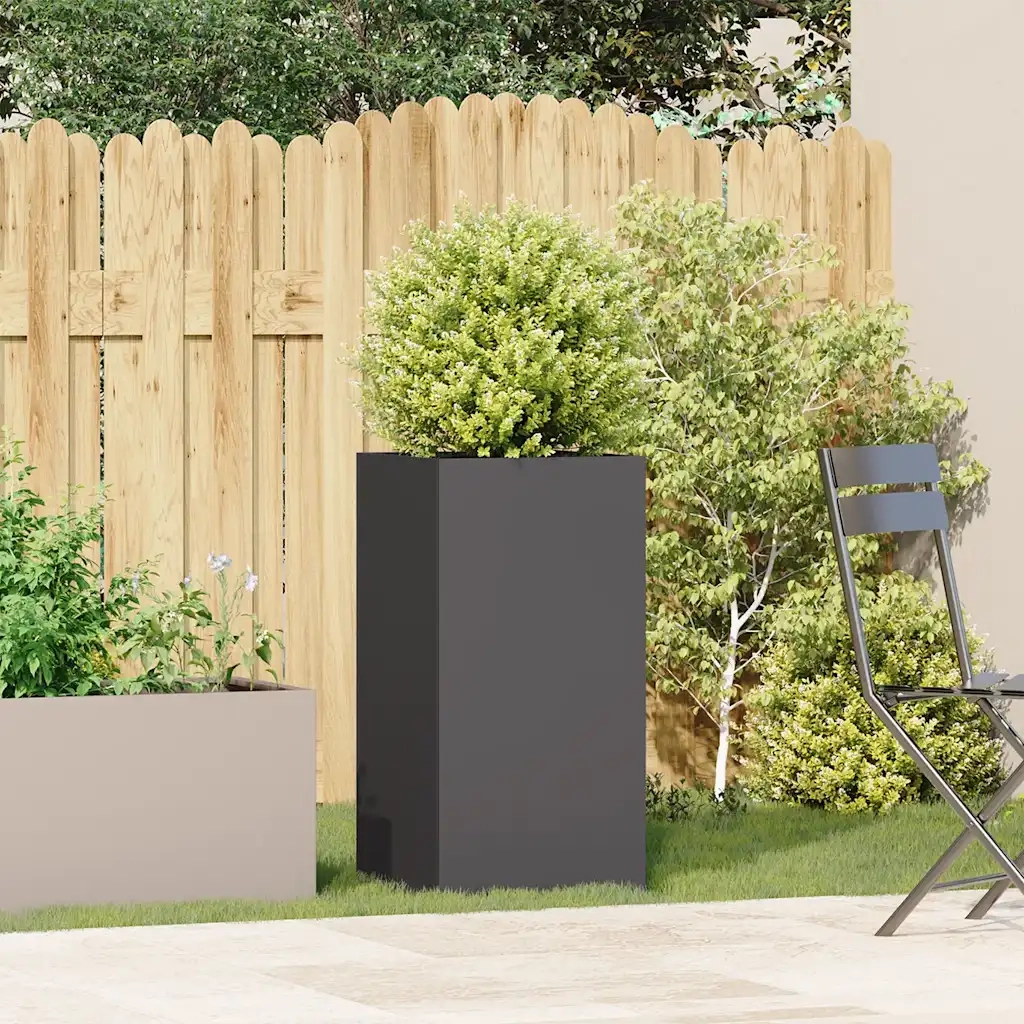 Fioriera Nera 40x40x80 cm in Acciaio Laminato a Freddo 860703