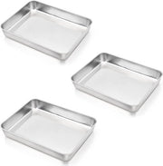 Set di piatti in acciaio inossidabile - Adatto per torte e lasagne - 3 pezzi - 30 cm