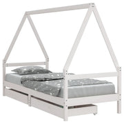 Giroletto Bambini | Letto Infantile | Lettino con Cassetti Bianco 80x200cm Massello di Pino