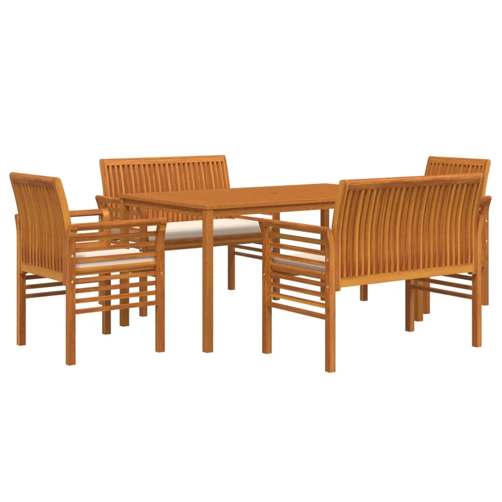 Set da Pranzo per Esterni 5pz con Cuscini Legno Massello Acacia 3120459