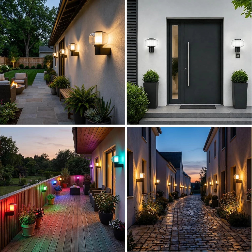 ZMH Lampada da Esterno Interno E27 Max 40W Nero per Terrazza Balcone/Parete Giardino Senza Lampadina