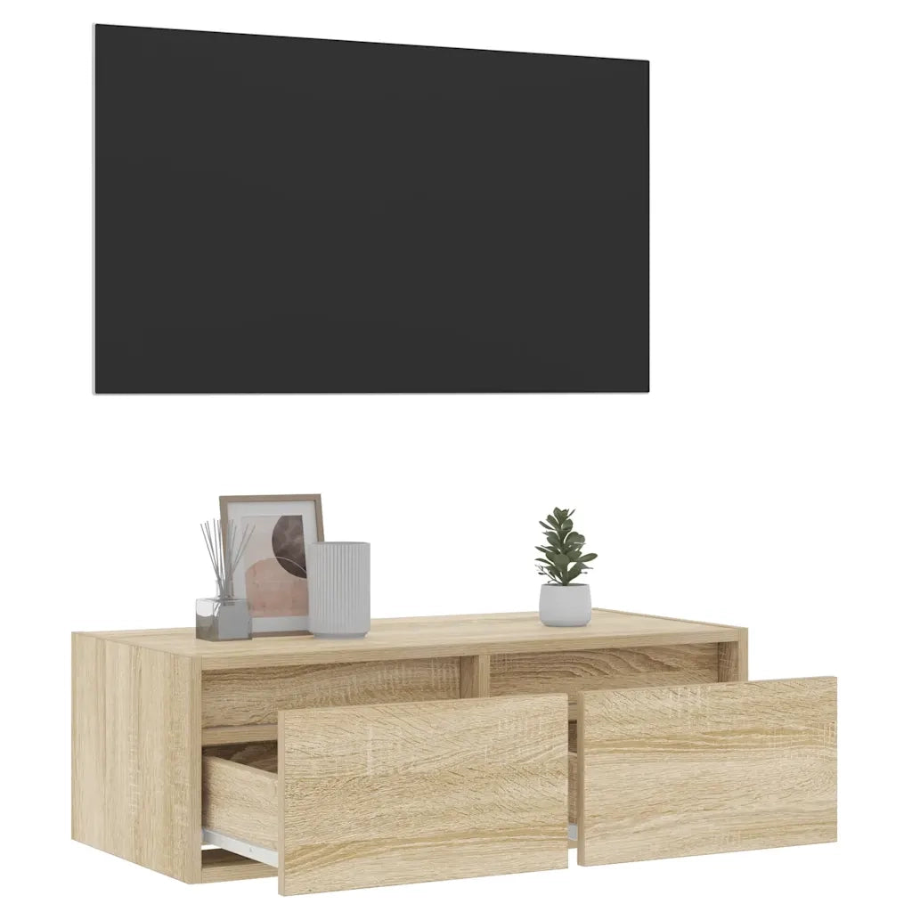 Mobile Porta TV con Luci LED Rovere Sonoma 75x35,5x25 cm 860231